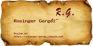Rosinger Gergő névjegykártya